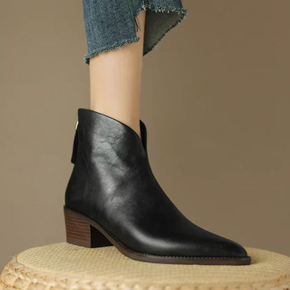 Botines de cuero de tacón bajo para mujer MAISON LORÉ