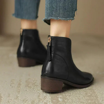 Botines de cuero de tacón bajo para mujer MAISON LORÉ