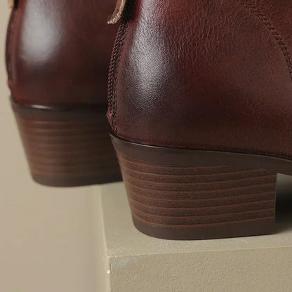 Botines de cuero de tacón bajo para mujer MAISON LORÉ