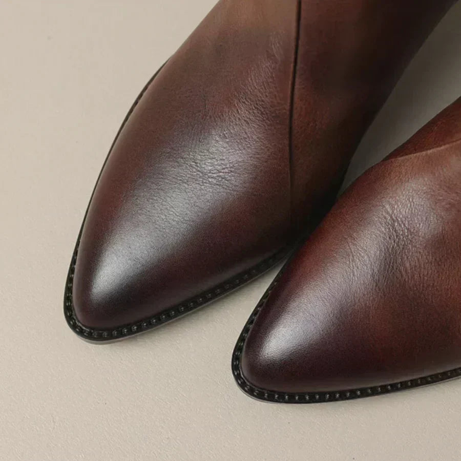 Botines de cuero de tacón bajo para mujer MAISON LORÉ