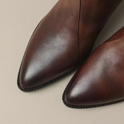Botines de cuero de tacón bajo para mujer MAISON LORÉ