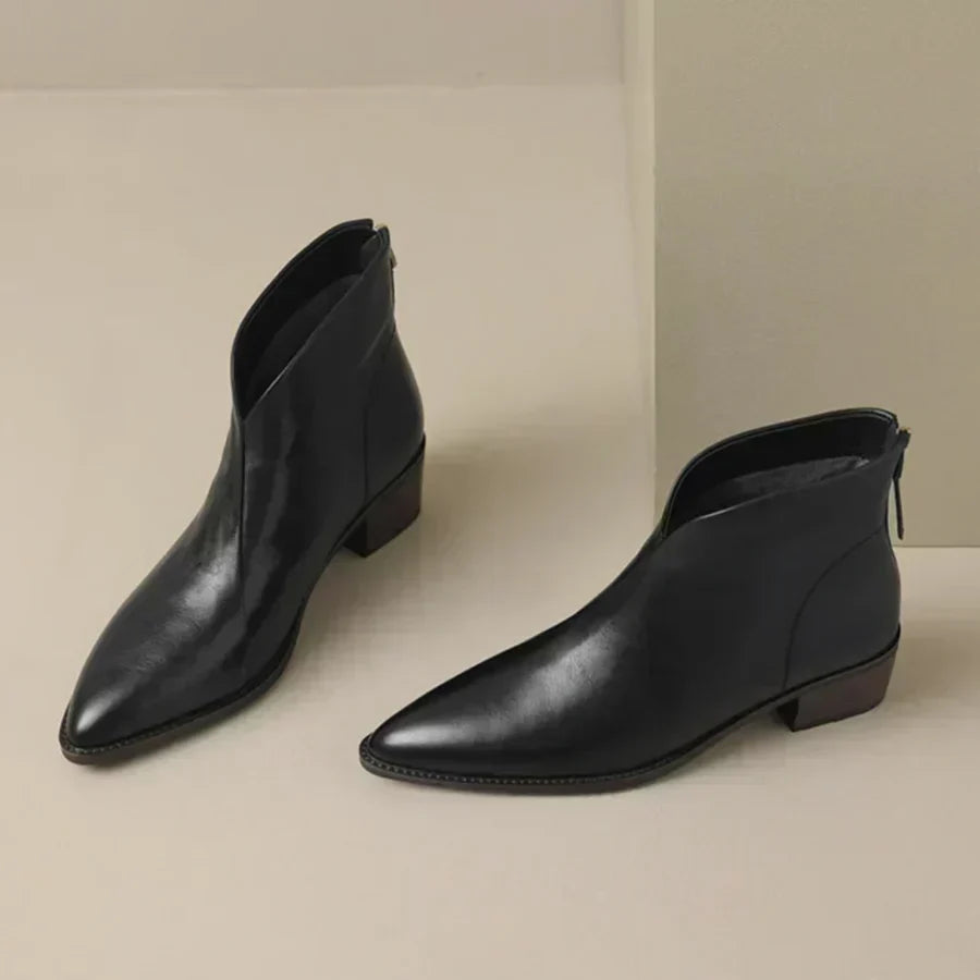 Botines de cuero de tacón bajo para mujer MAISON LORÉ