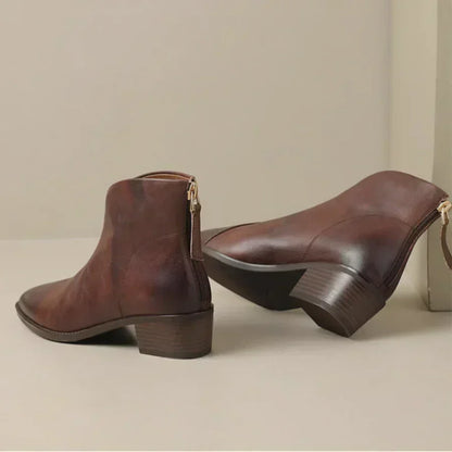 Botines de cuero de tacón bajo para mujer MAISON LORÉ