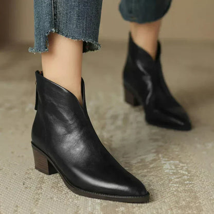 Botines de cuero de tacón bajo para mujer MAISON LORÉ