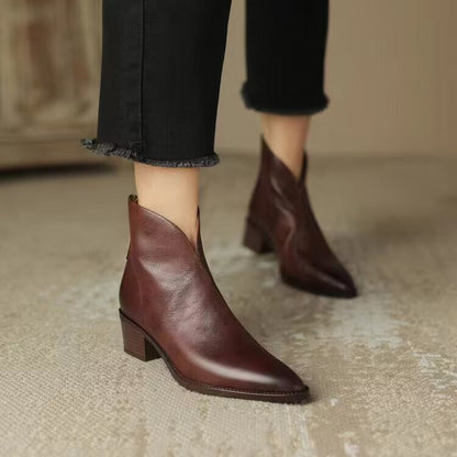 Botines de cuero de tacón bajo para mujer MAISON LORÉ