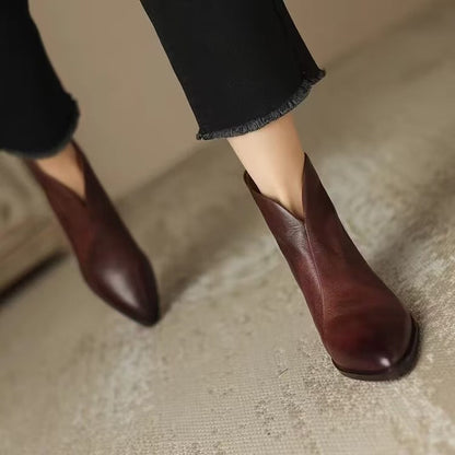 Botines de cuero de tacón bajo para mujer MAISON LORÉ